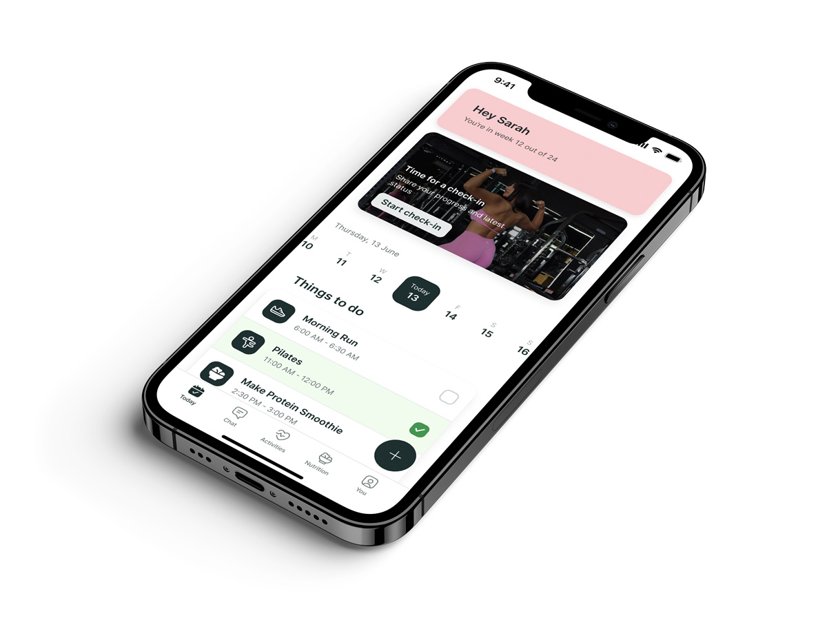 A mockup of the coaching app showcasing the features.